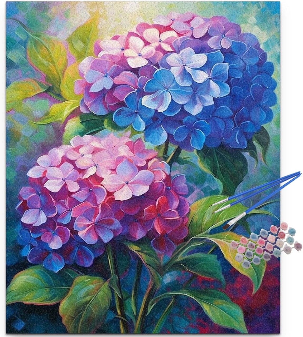 Hydrangea Paint by Numbers Kit for Adults,Purple Flower Adult Paint by Number Kits,DIY Acrylic Paint by Number on Canvas for Home Wall Decor 16X20 Inch